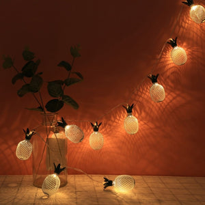 Lámpara de navidad cadena decoración metal piña decoración de vacaciones cadena ligera blanco cálido interior fiesta luces interiores