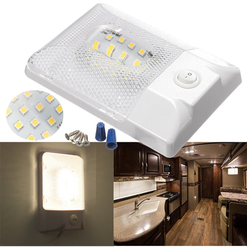 DC 12V 4W 24LED luces de cúpula de un solo coche RV interior cúpula de techo único luz blanca a prueba de agua para el remolque del barco de Camper Home